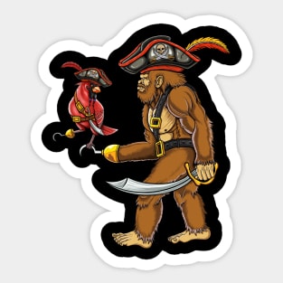 Bigfoot and red cardinal bird pirate Sticker